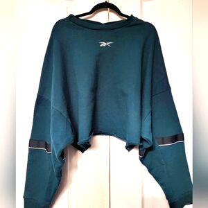 Brand New with Tags. Plus Size Cropped Reebok French Terry Crew Sweatshirt Green